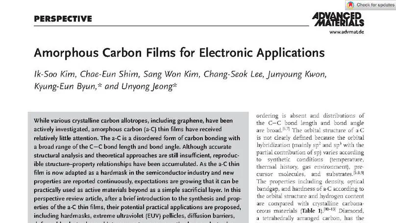 Amorphous Carbon Films for Electronic Applications