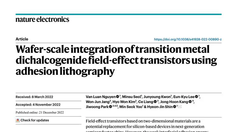 Wafer-scale integration of transition metal dichalcogenide field-effect transistors using adhesion lithography