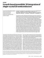 Growth-based monolithic 3D integration of single-crystal 2D semiconductors